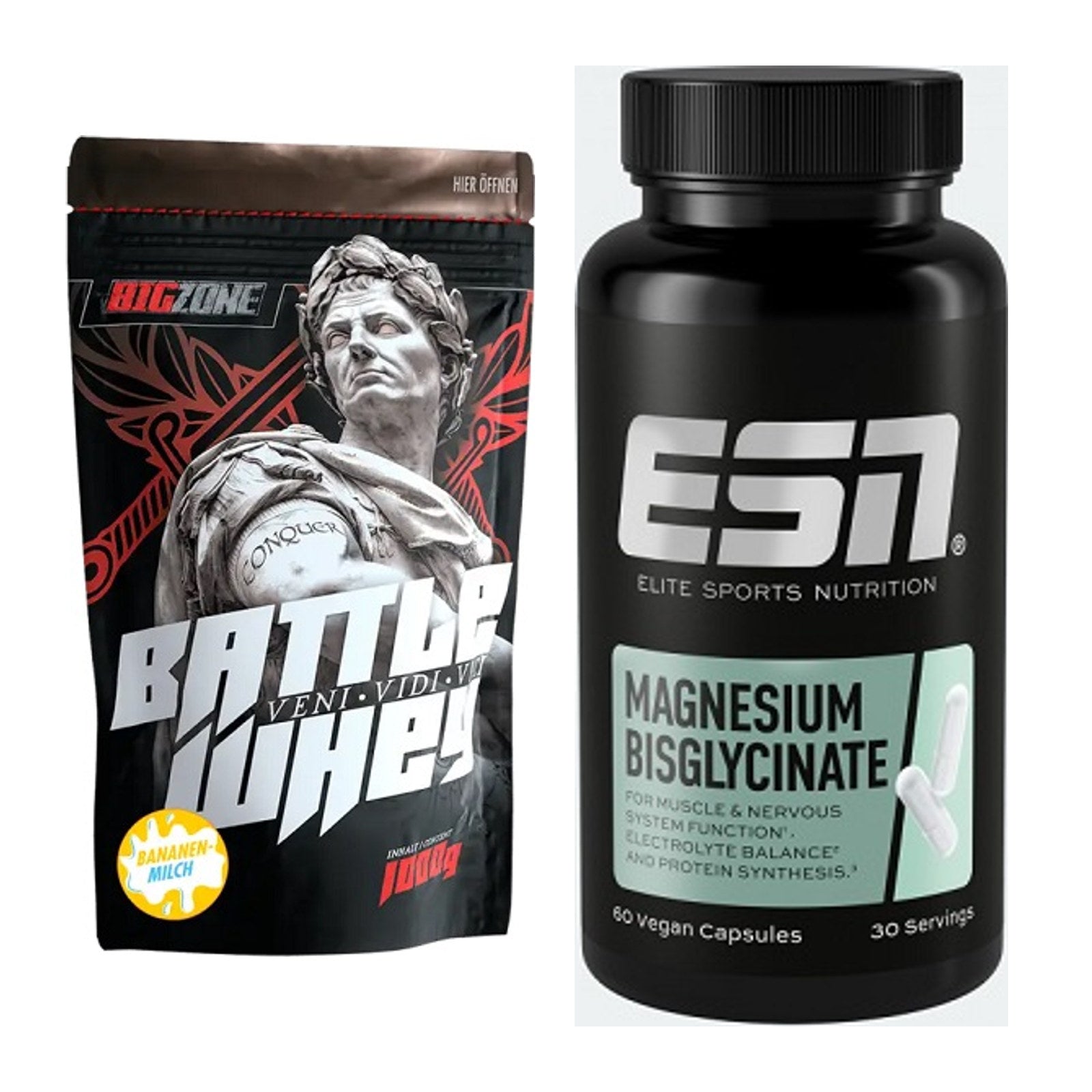 Basis-Set: Big Zone Battle Whey + ESN Magnesium Bisglycinate – alle enthaltenen Artikel