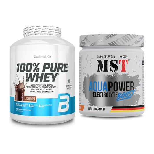 Basis-Set: BioTech 100% Pure Whey + MST Aqua Power Electrolyte Boost – alle enthaltenen Artikel