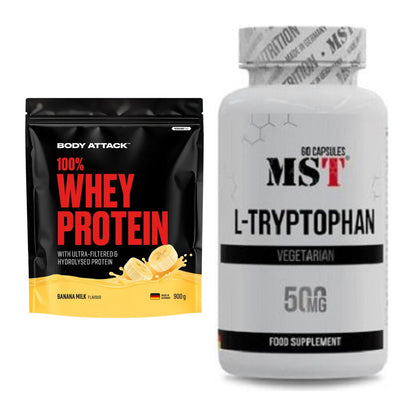 Basis-Set: Body Attack 100% Whey Protein + MST Tryptophan 500mg – alle enthaltenen Artikel