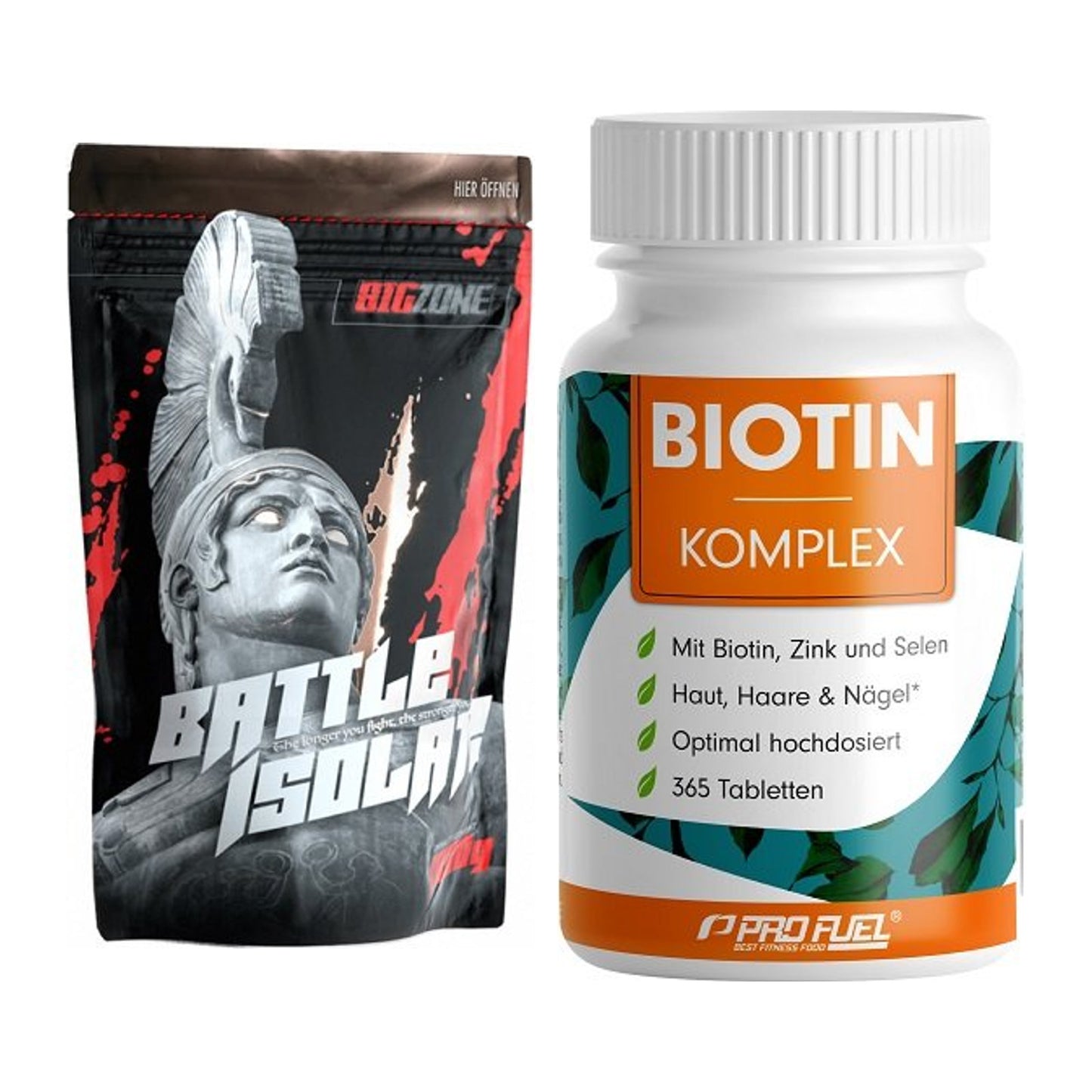 Basis-Set: Big Zone Battle Isolate + ProFuel BIOTIN Komplex – alle enthaltenen Artikel