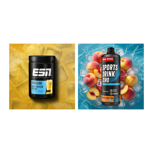 Basis-Set: ESN ISOCLEAR Whey Isolate + Body Attack Sports Drink Zero – alle enthaltenen Artikel