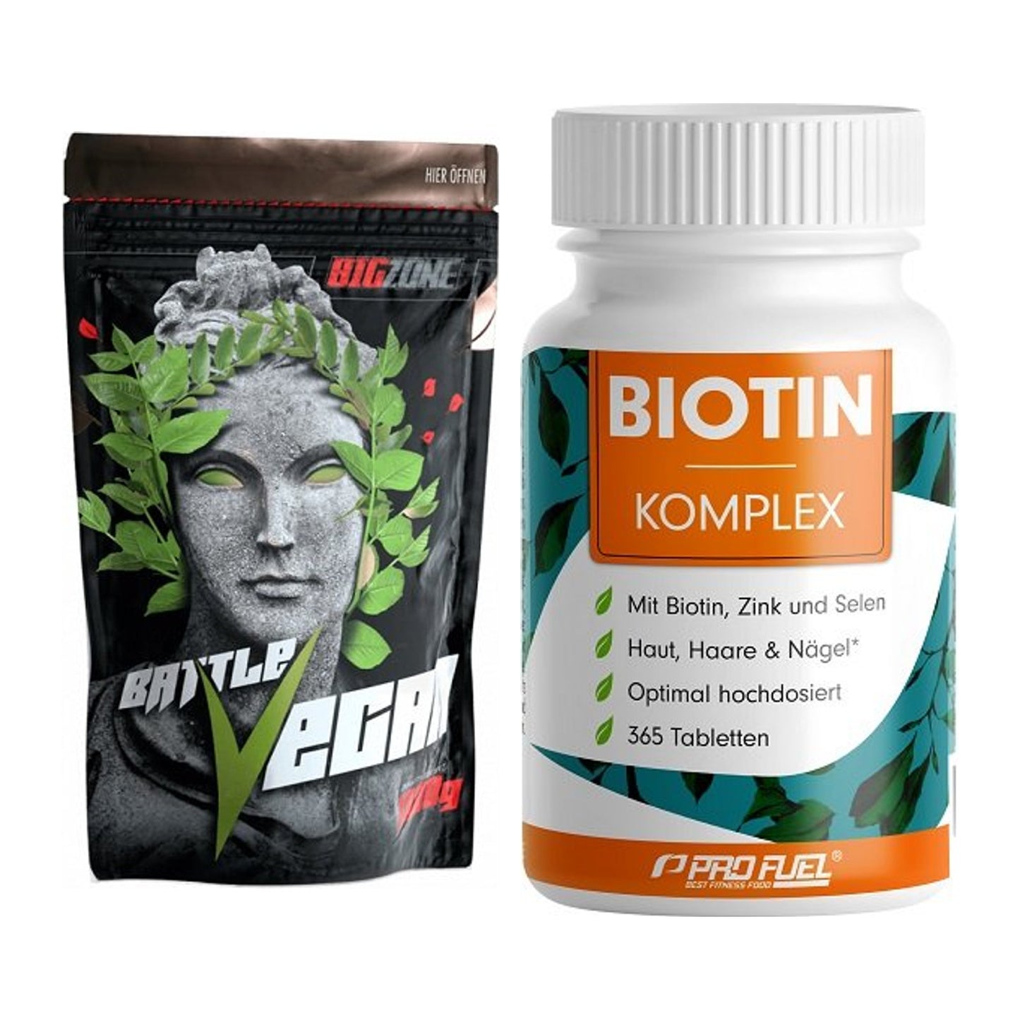 Basis-Set: Big Zone Battle Vegan + ProFuel BIOTIN Komplex – alle enthaltenen Artikel