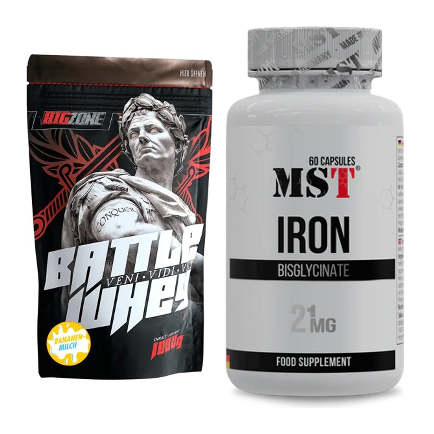Basis-Set: Big Zone Battle Whey + MST Iron Bisglycinate – alle enthaltenen Artikel