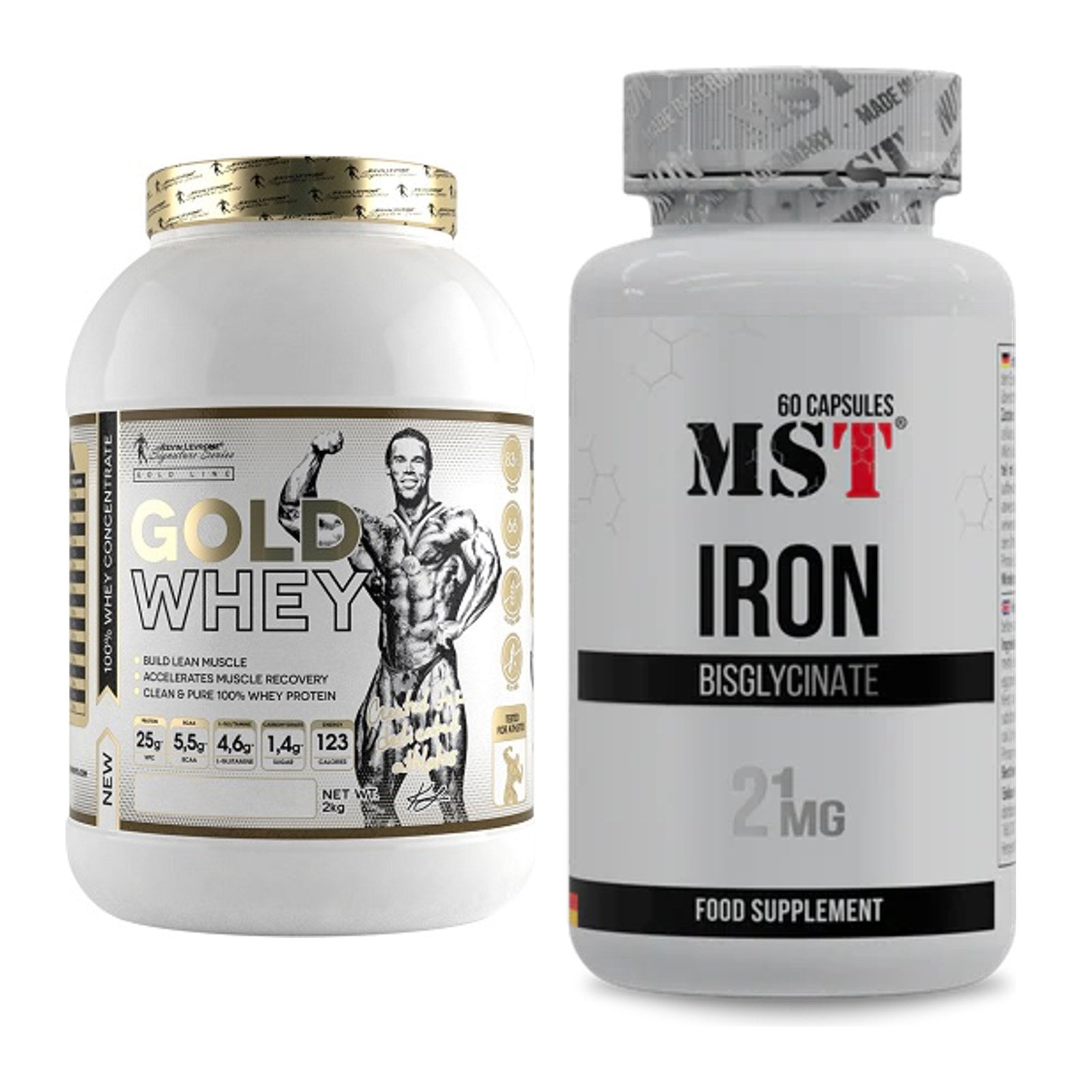 Basis-Set: Kevin Levrone Gold Whey + MST Iron Bisglycinate – alle enthaltenen Artikel