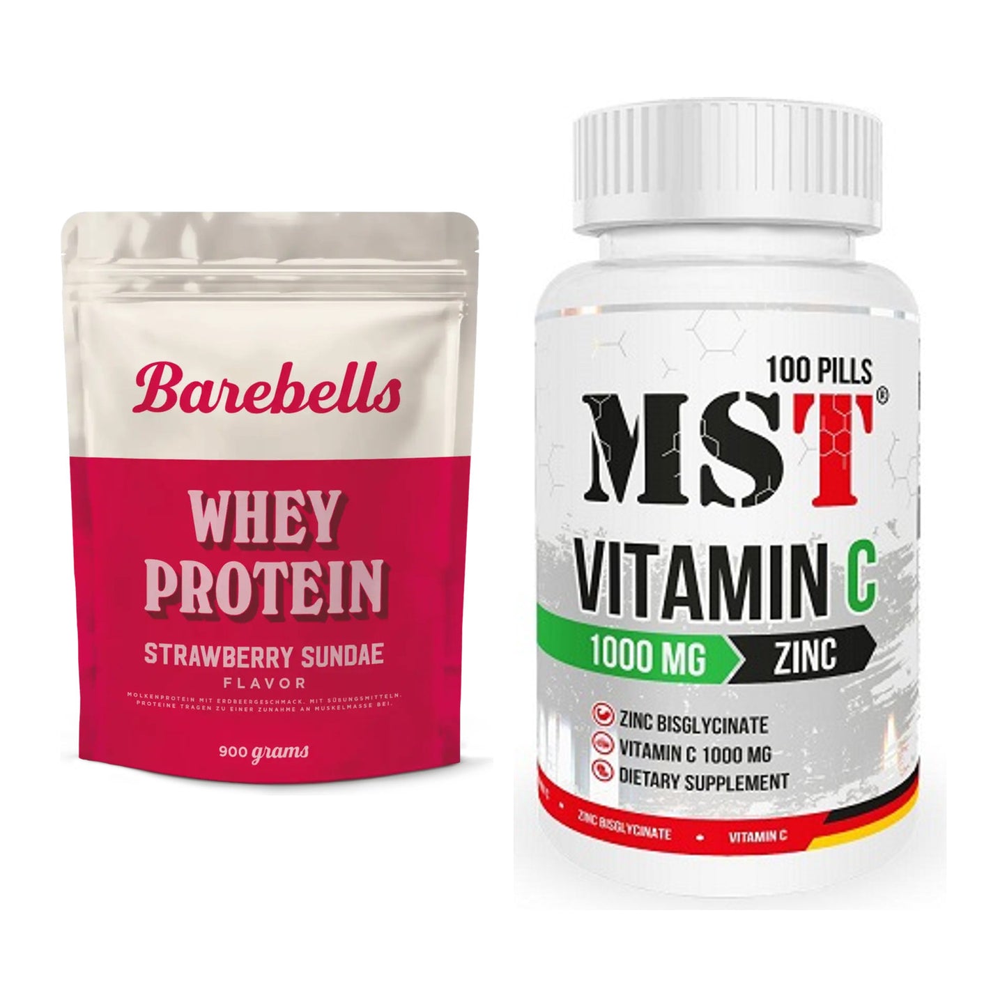 Basis-Set: Barebells Whey Protein + MST Vitamin C 1000 + Zinc 100 – alle enthaltenen Artikel
