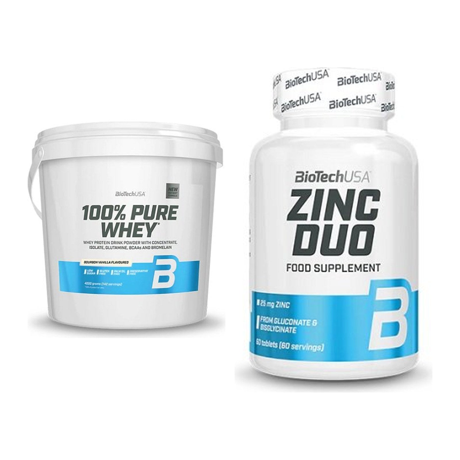 Basis-Set: BioTech 100% Pure Whey + BioTech Zinc Duo – alle enthaltenen Artikel