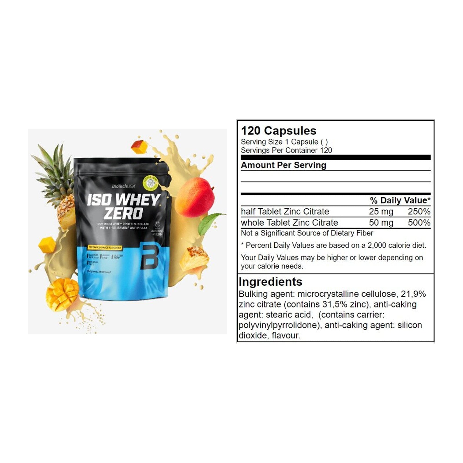 Basis-Set: BioTech Iso Whey Zero + GN Zinc Citrate 120 Tabl. – alle enthaltenen Artikel