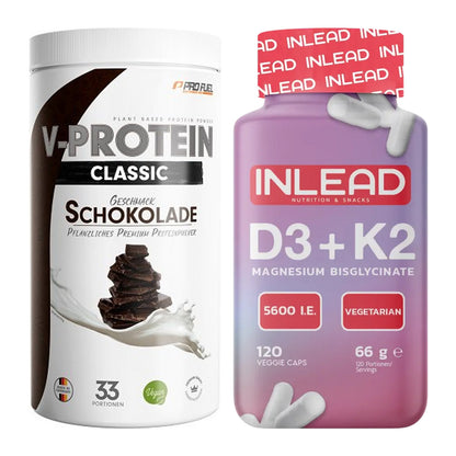 Basis-Set: ProFuel VEGAN PROTEIN + INLEAD Vitamin D3 + K2 + Magnesium – alle enthaltenen Artikel