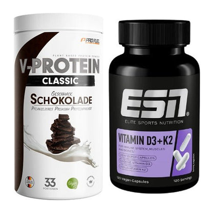 Basis-Set: ProFuel VEGAN PROTEIN + ESN Vitamin D3 + K2 – alle enthaltenen Artikel