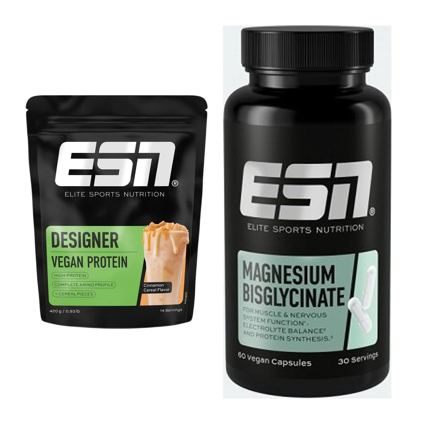 Basis-Set: ESN Designer Vegan Protein + ESN Magnesium Bisglycinate – alle enthaltenen Artikel