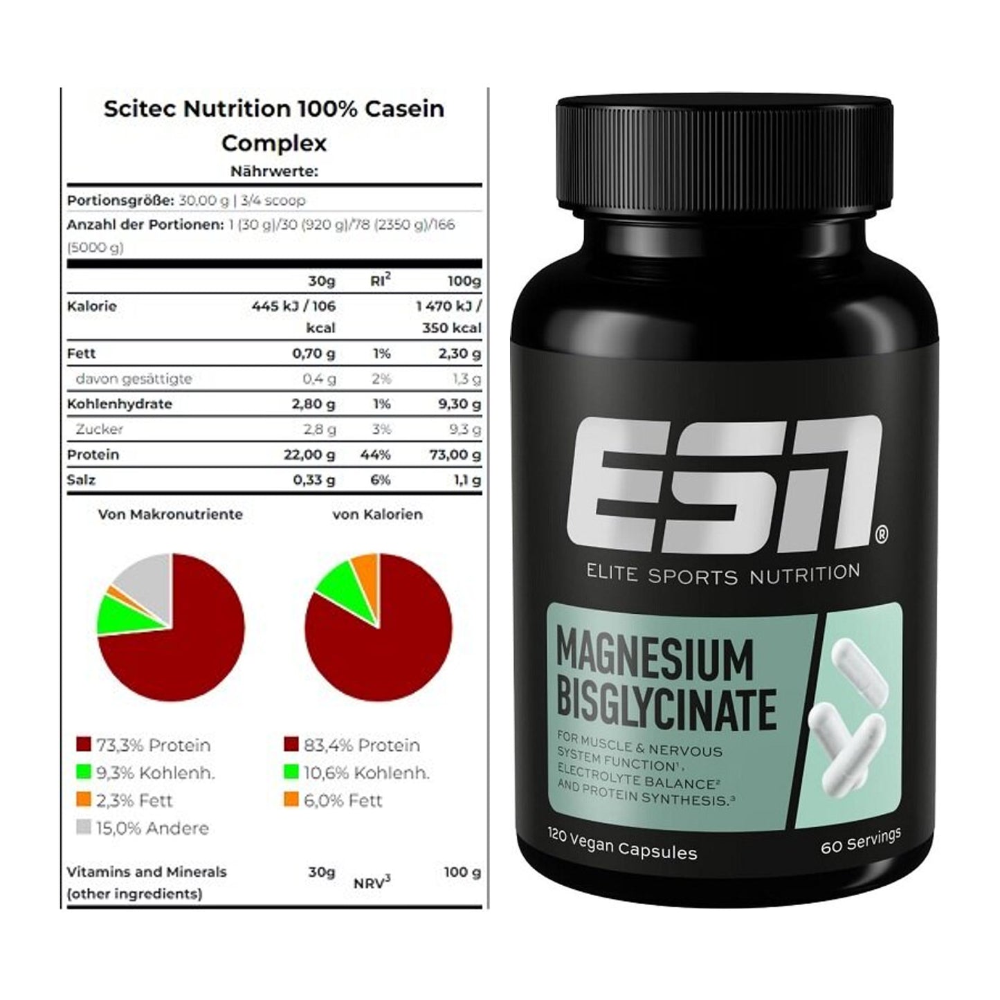 Basis-Set: Scitec Casein Complex + ESN Magnesium Bisglycinat – alle enthaltenen Artikel