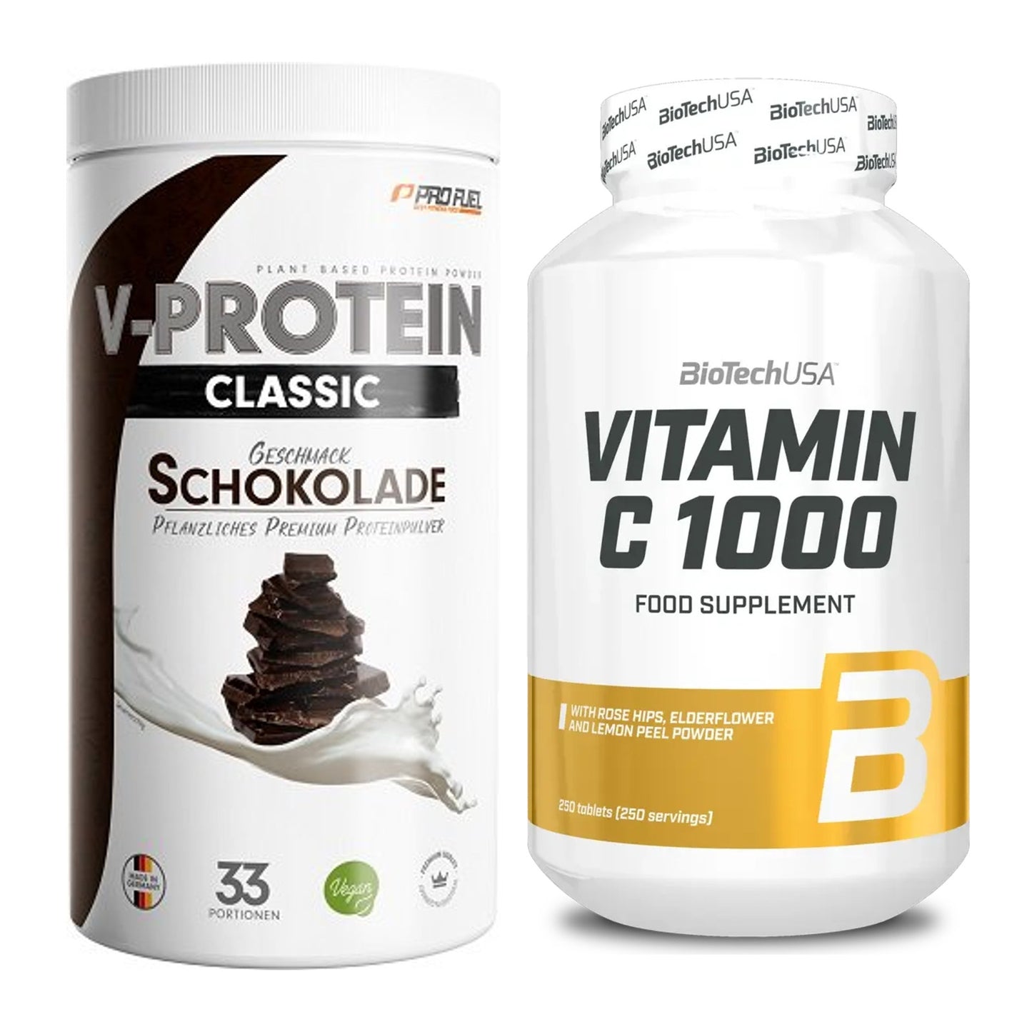 Basis-Set: ProFuel VEGAN PROTEIN + BioTech Vitamin C 1000 250 Tabl. – alle enthaltenen Artikel