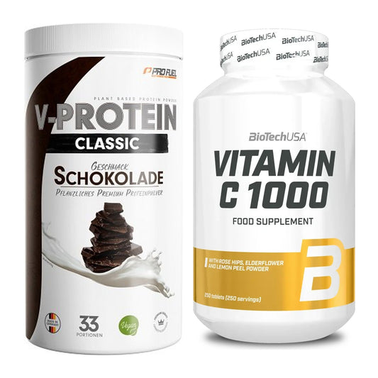Grundset: ProFuel VEGAN PROTEIN + BioTech Vitamin C 1000 250 tabletter - allt ingår