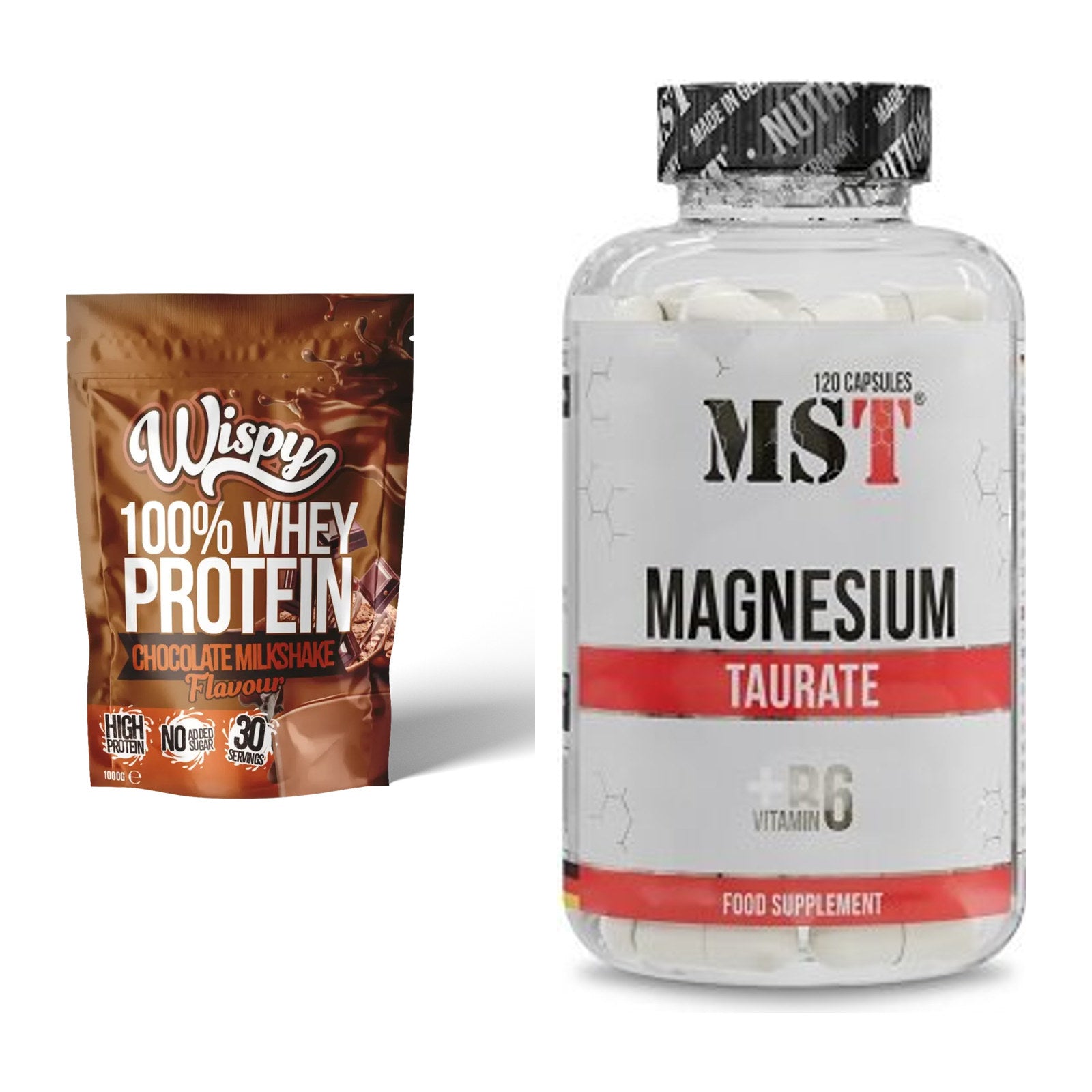 Basis-Set: Wispy Whey 100% + MST Magnesium Taurat – alle enthaltenen Artikel