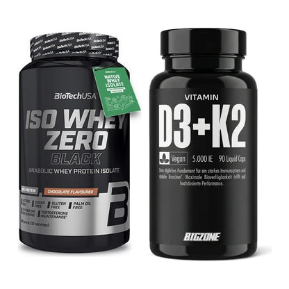 Basis-Set: BioTech Iso Whey Zero Black + Big Zone Vitamin D3 + K2 – alle enthaltenen Artikel