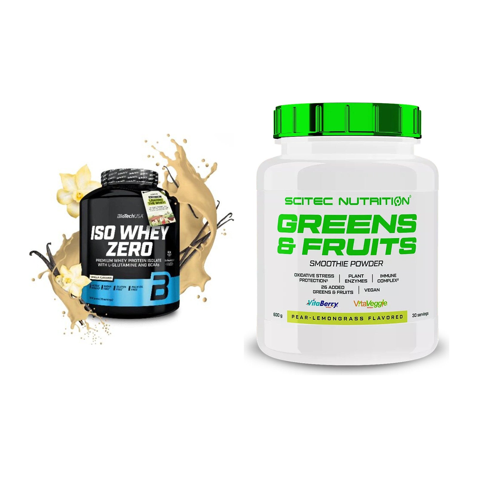 Basis-Set: BioTech Iso Whey Zero + Scitec Greens & Fruits – alle enthaltenen Artikel