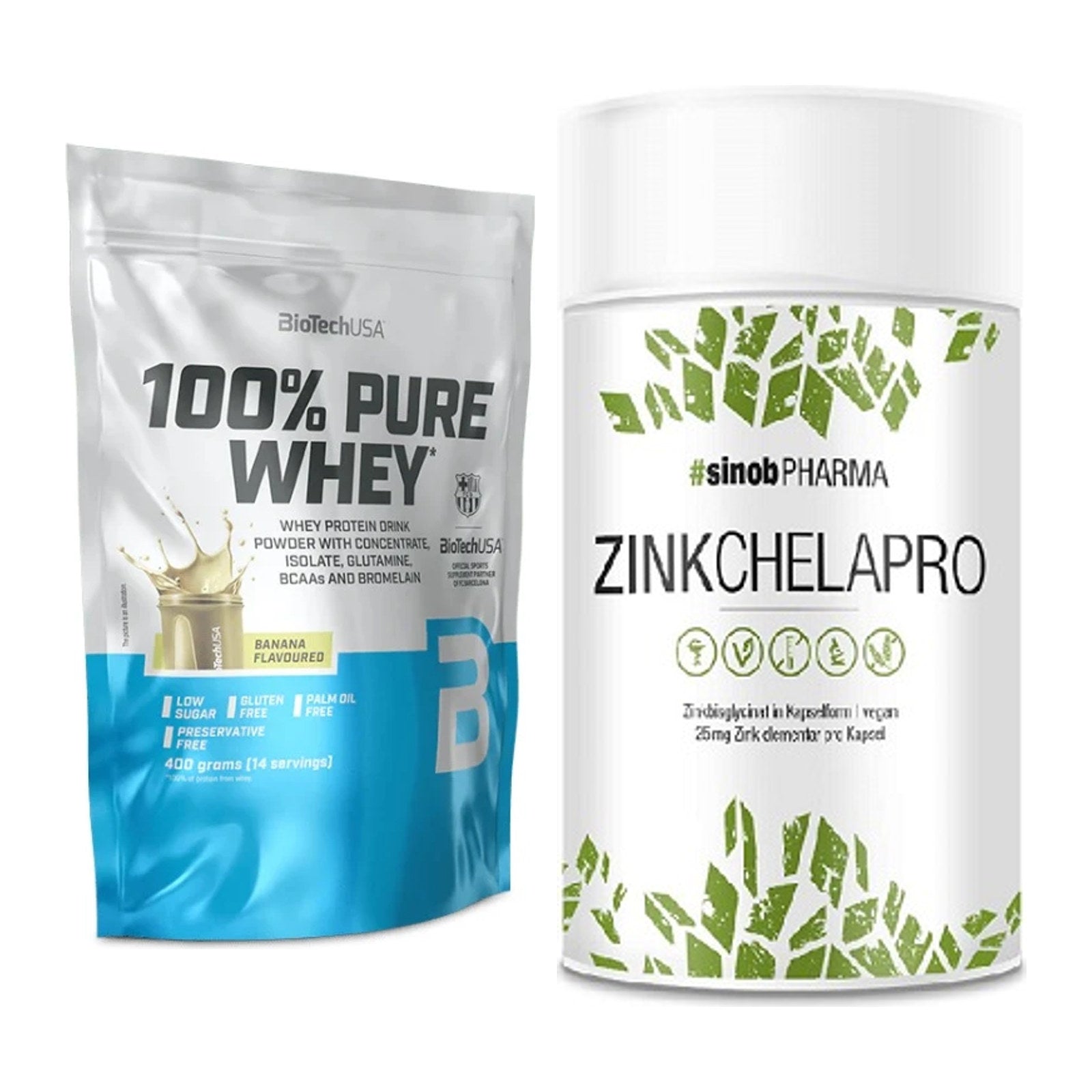 Basis-Set: BioTech 100% Pure Whey + Sinob Zink Chelapro – alle enthaltenen Artikel
