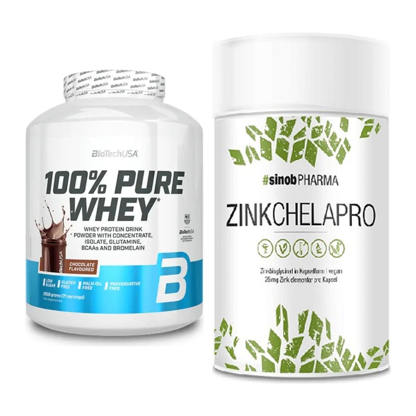Basis-Set: BioTech 100% Pure Whey + Sinob Zink Chelapro – alle enthaltenen Artikel