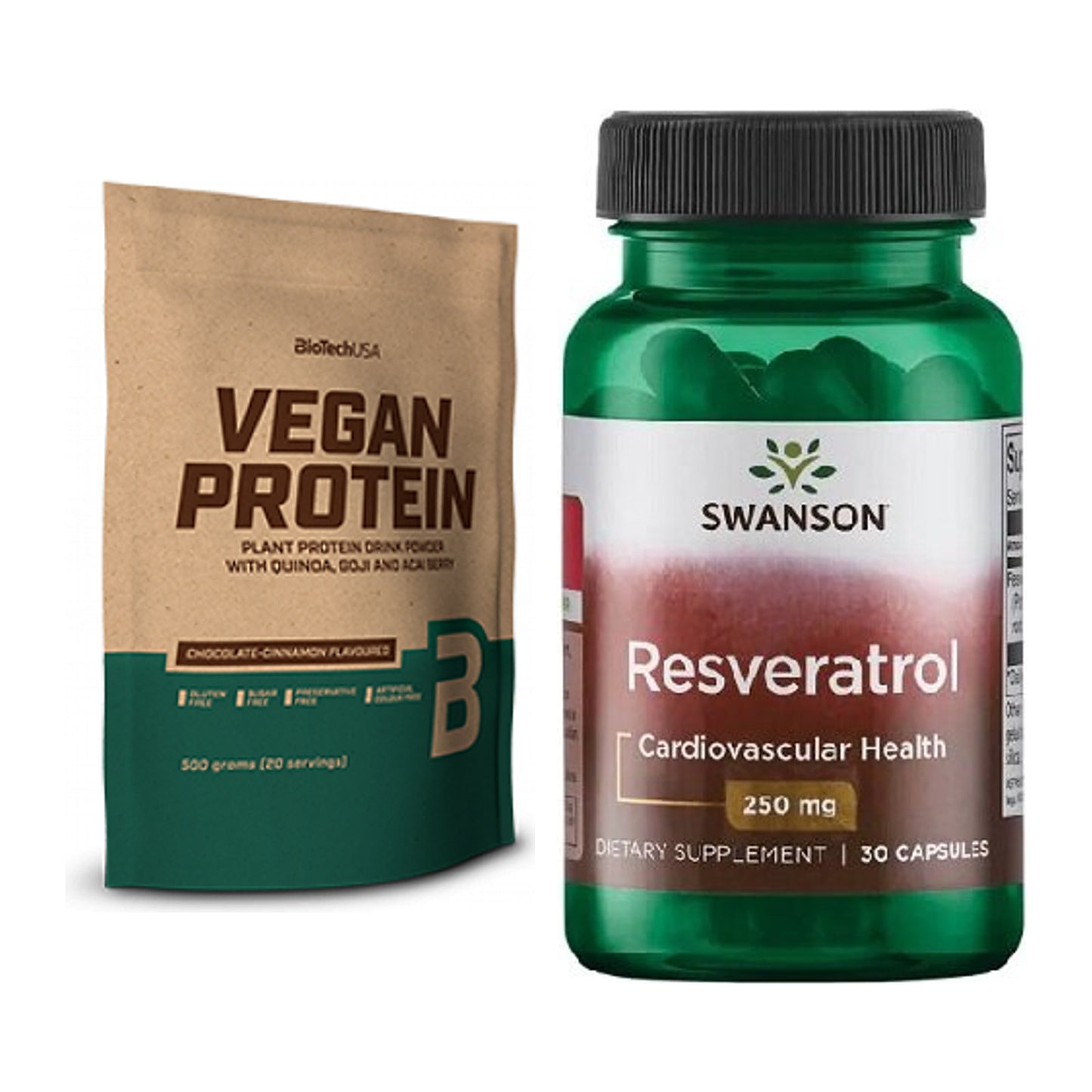 Basis-Set: BioTech Vegan Protein + Swanson Resveratrol – alle enthaltenen Artikel