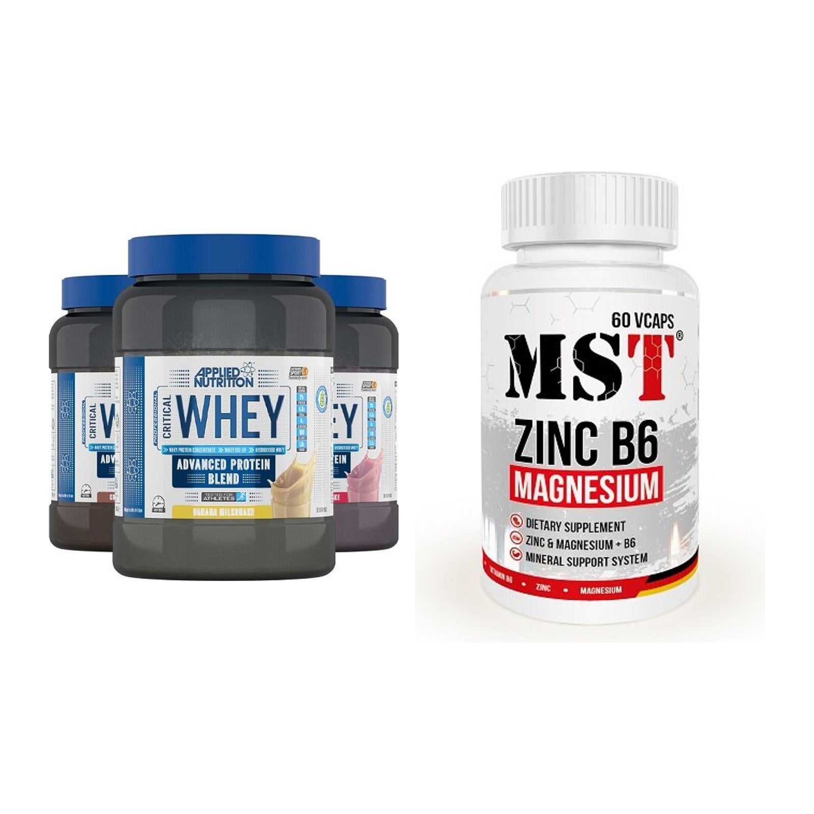 Basis-Set: Applied Nutrition Critical + MST Zinc + Magnesium + B6 60 – alle enthaltenen Artikel