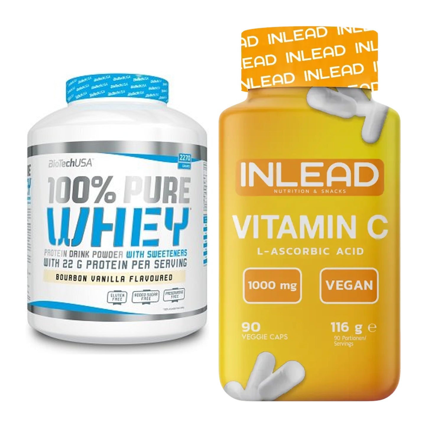 Basis-Set: BioTech 100% Pure Whey + INLEAD Vitamin C – alle enthaltenen Artikel
