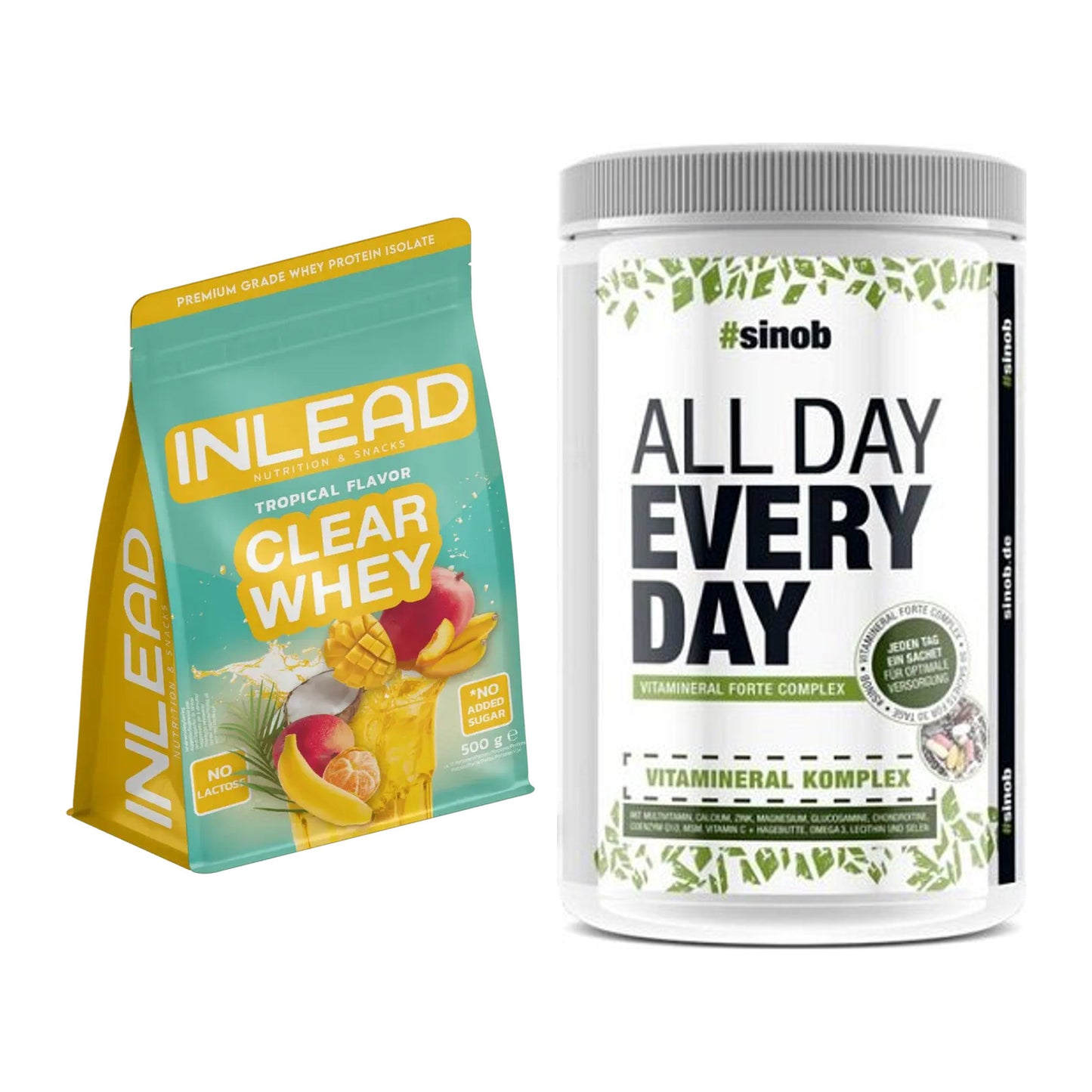 Basis-Set: INLEAD Clear Whey Isolate + Sinob All Day Every Day 30 – alle enthaltenen Artikel