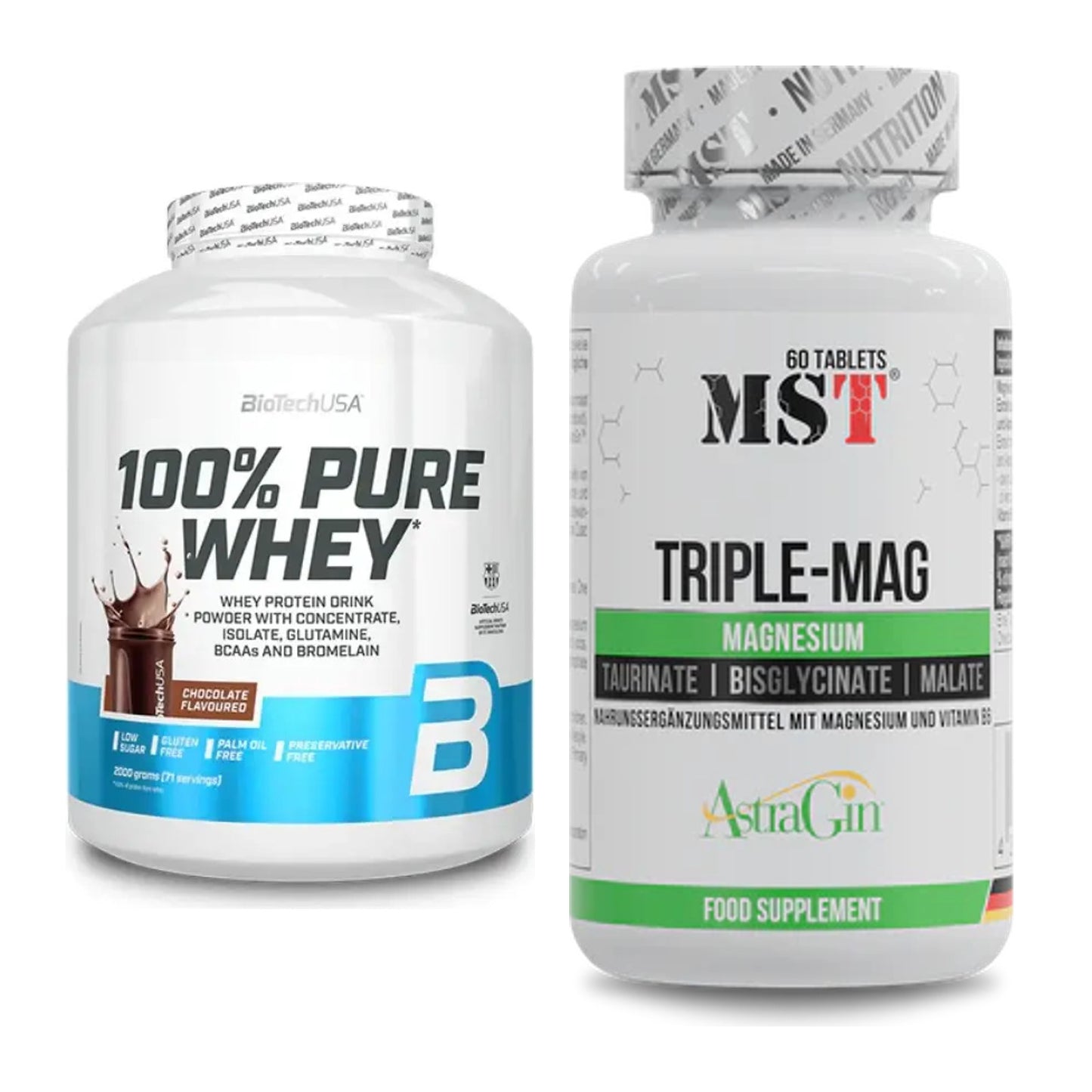 Basis-Set: BioTech 100% Pure Whey + MST Tripple Mag – alle enthaltenen Artikel