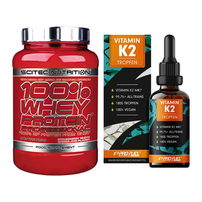 Basis-Set: Scitec 100% Whey + ProFuel Vitamin K2 (1800 – alle enthaltenen Artikel