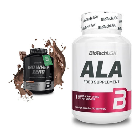Basis-Set: BioTech Iso Whey Zero Black + BioTech ALA alpha lipoic acid – alle enthaltenen Artikel