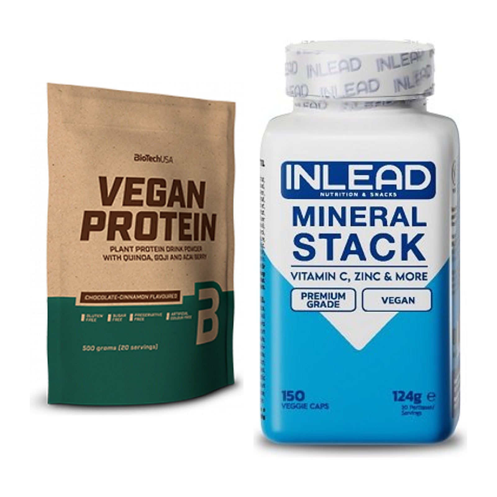 Basis-Set: BioTech Vegan Protein + INLEAD Mineral Stack – alle enthaltenen Artikel