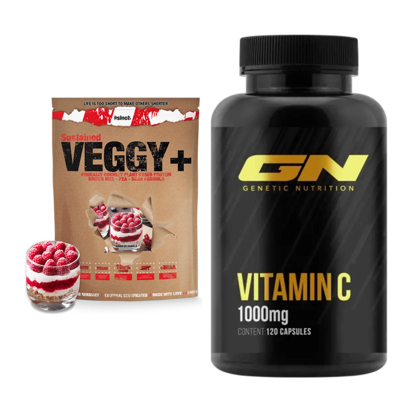 Basis-Set: Sinob VEGGY + VEGAN PROTEIN + GN Vitamin C Health Line – alle enthaltenen Artikel