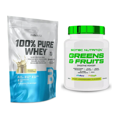 Basis-Set: BioTech 100% Pure Whey + Scitec Greens & Fruits – alle enthaltenen Artikel