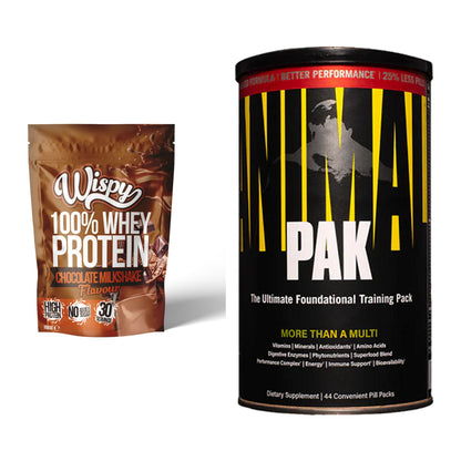 Basis-Set: Wispy Whey 100% + Universal Animal Pak 44 Serv. – alle enthaltenen Artikel