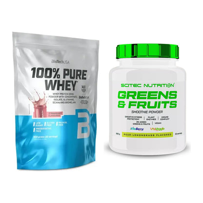 Basis-Set: BioTech 100% Pure Whey + Scitec Greens & Fruits – alle enthaltenen Artikel