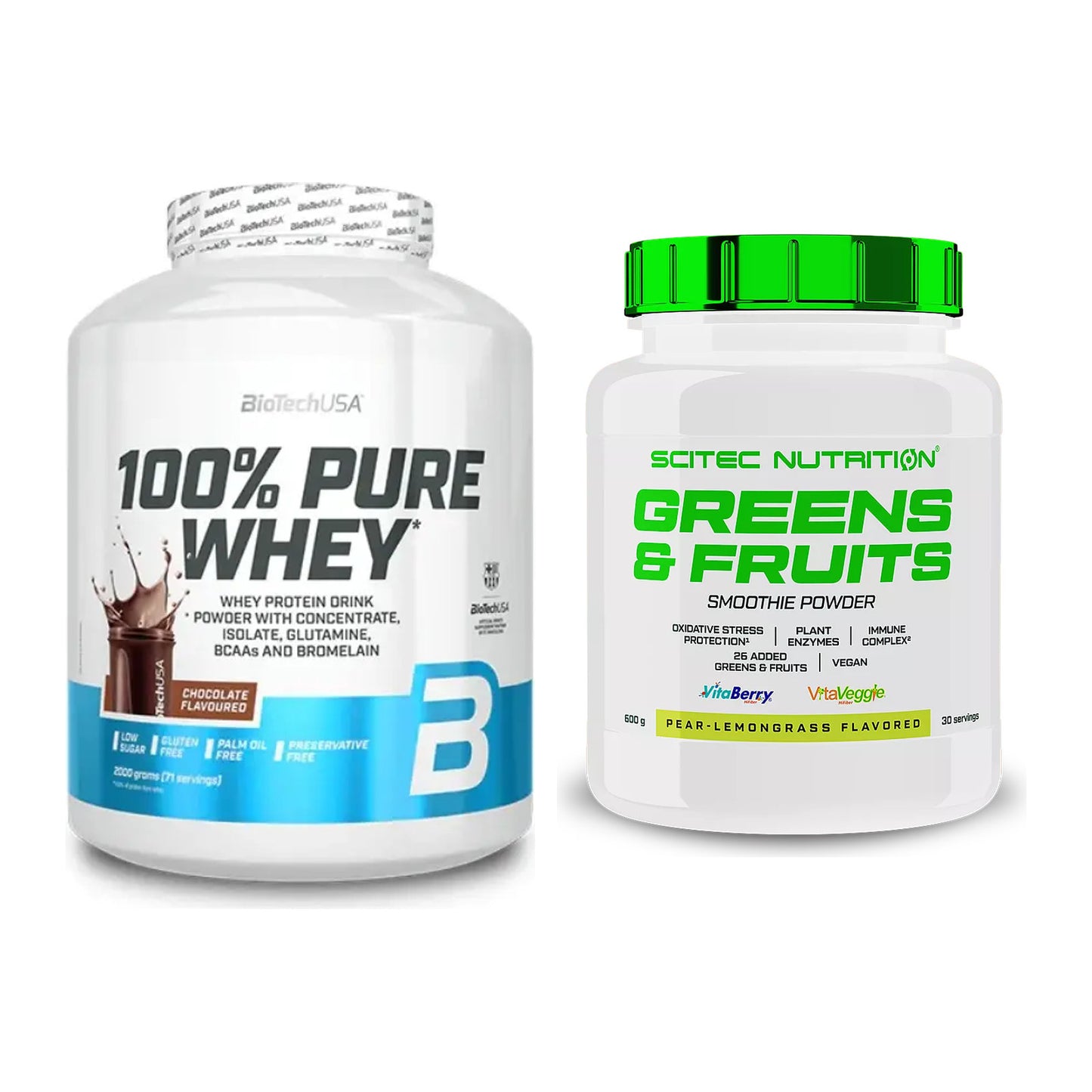 Basis-Set: BioTech 100% Pure Whey + Scitec Greens & Fruits – alle enthaltenen Artikel