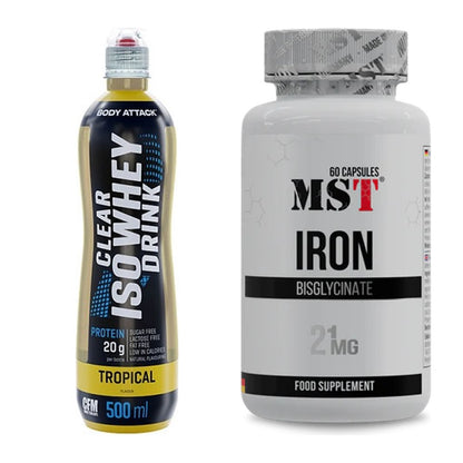 Basis-Set: Body Attack Clear Iso Whey Drink + MST Iron Bisglycinate – alle enthaltenen Artikel