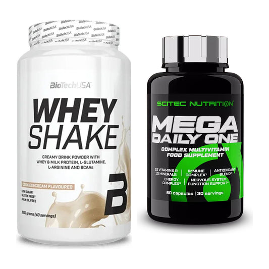 Basis-Set: BioTech Whey Shake + Scitec Mega Daily One Plus – alle enthaltenen Artikel