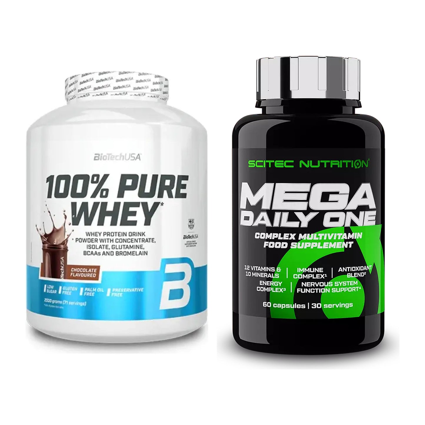 Basis-Set: BioTech 100% Pure Whey + Scitec Mega Daily One Plus – alle enthaltenen Artikel