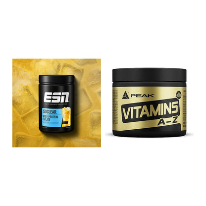 Basis-Set: ESN ISOCLEAR Whey Isolate + Peak Vitamin A-Z 180 Tabl. – alle enthaltenen Artikel