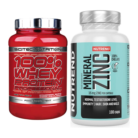 Basis-Set: Scitec 100% Whey Professional + Nutrend Zinc Chelate 15mg – alle enthaltenen Artikel