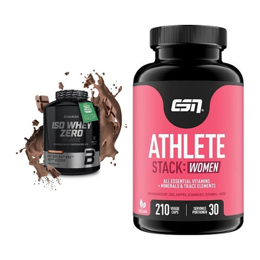 Basis-Set: BioTech Iso Whey Zero Black + ESN Athlete Stack:WOMEN – alle enthaltenen Artikel