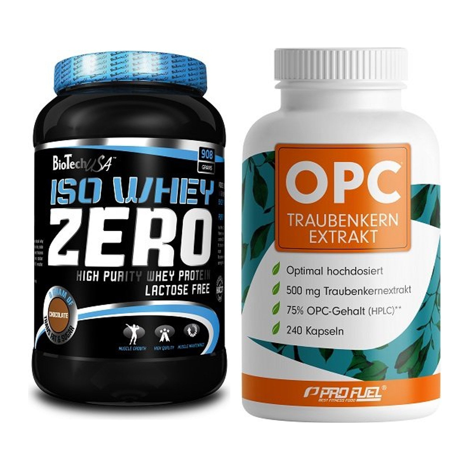 Basis-Set: BioTech Iso Whey Zero + ProFuel OPC Traubenkernextrakt – alle enthaltenen Artikel