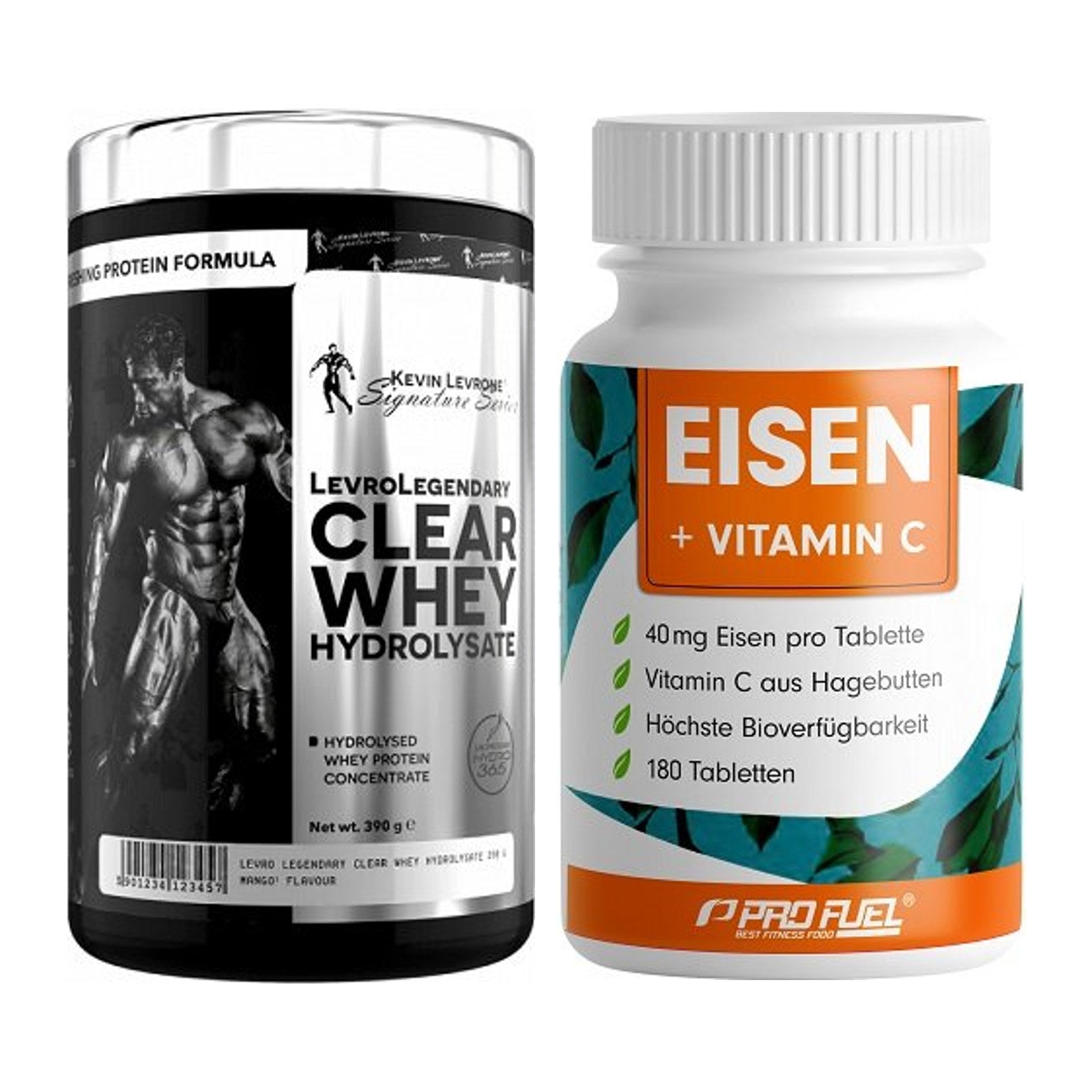Basis-Set: Kevin Levrone Clear Whey + ProFuel EISEN + nat. Vitamin C – alle enthaltenen Artikel