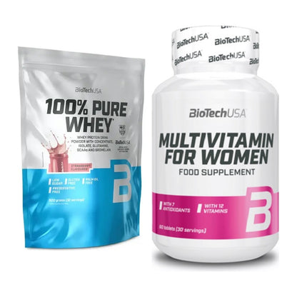 Basis-Set: BioTech 100% Pure Whey + BioTech Multivitamin für Frau 60 – alle enthaltenen Artikel