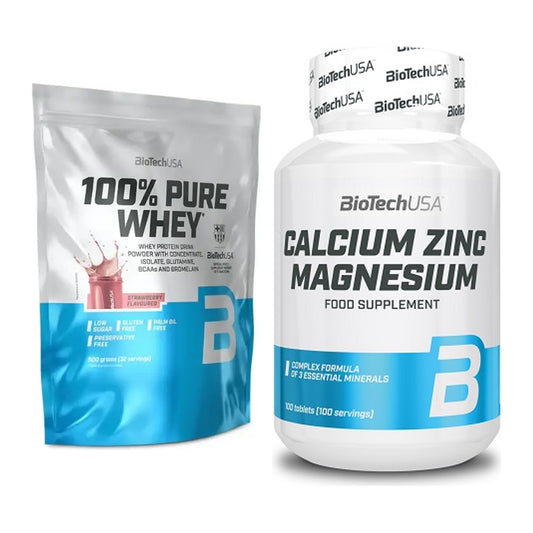 Basis-Set: BioTech 100% Pure Whey + BioTech Calcium Zinc Magnesium 100 – alle enthaltenen Artikel