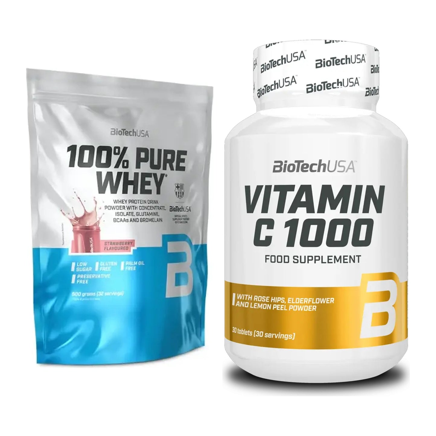 Basis-Set: BioTech 100% Pure Whey + BioTech Vitamin C 1000 30 Tabl. – alle enthaltenen Artikel
