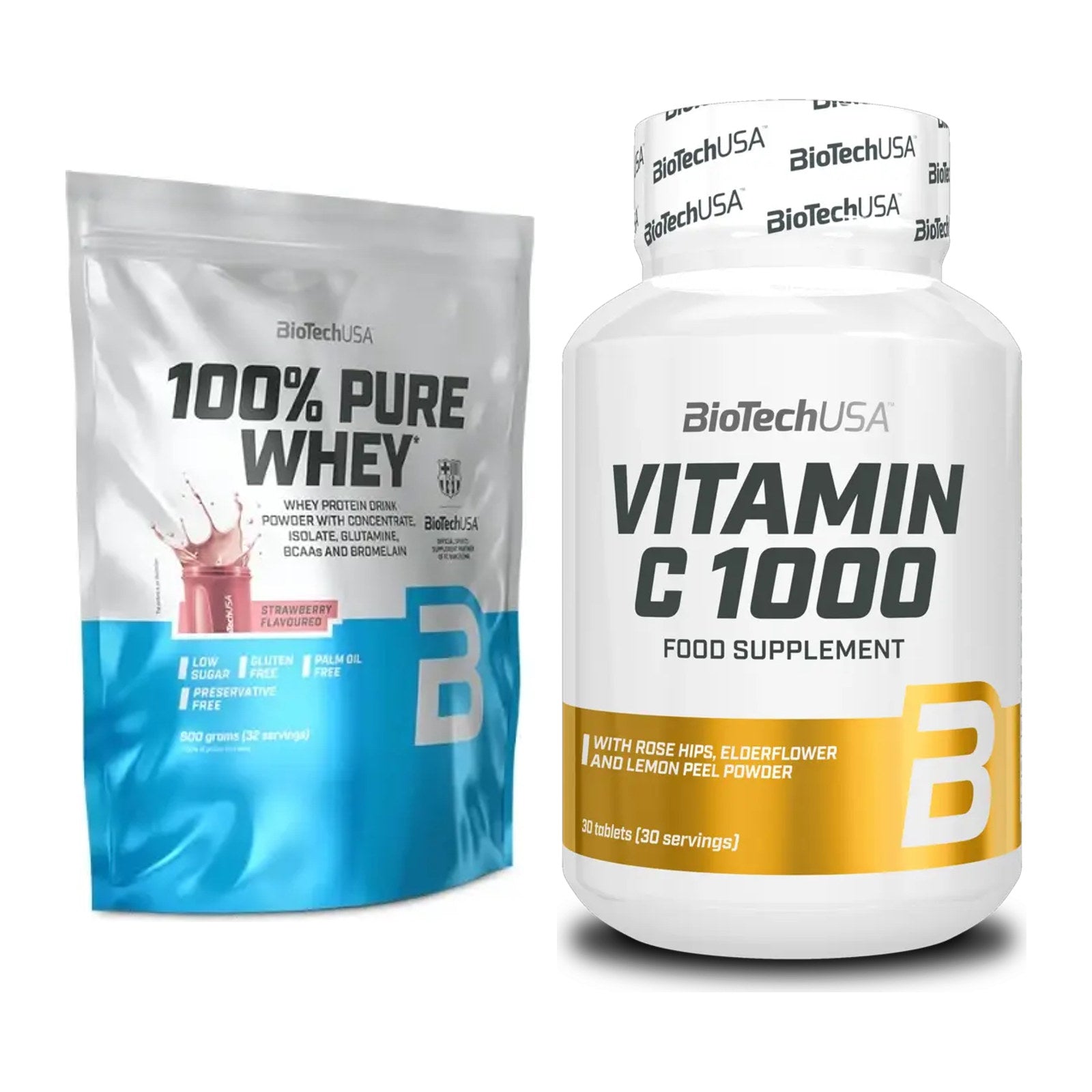 Basis-Set: BioTech 100% Pure Whey + BioTech Vitamin C 1000 30 Tabl. – alle enthaltenen Artikel