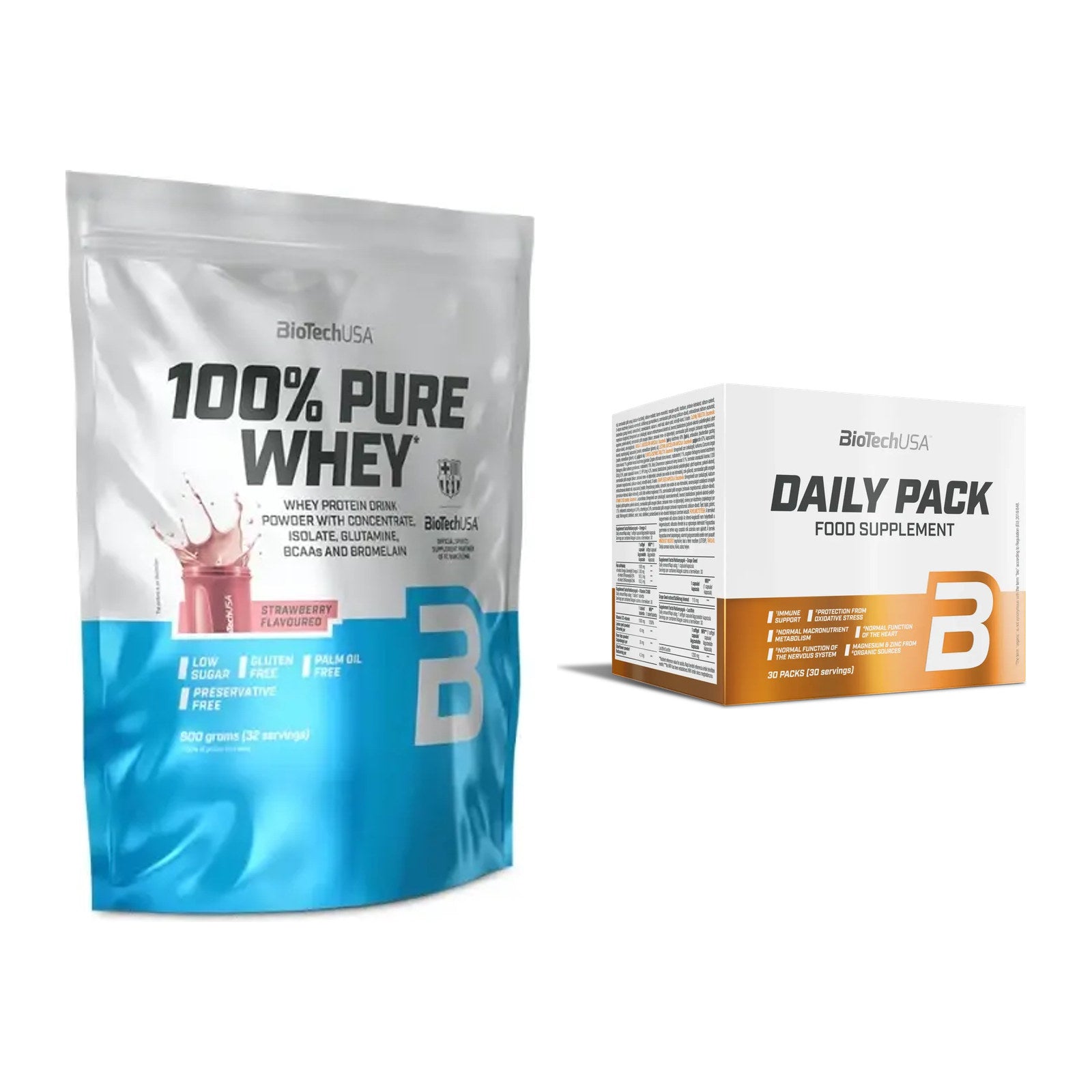 Basis-Set: BioTech 100% Pure Whey + BioTech Daily Packs 30 Packs – alle enthaltenen Artikel