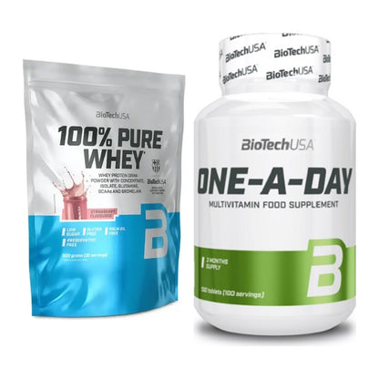 Basis-Set: BioTech 100% Pure Whey + BioTech One A Day 100 Tabl. – alle enthaltenen Artikel