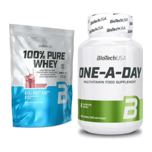 Basis-Set: BioTech 100% Pure Whey + BioTech One A Day 100 Tabl. – alle enthaltenen Artikel